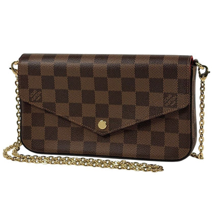Louis Vuitton Pochette Felicie 2-Way Chain Wallet Shoulder Bag Damier Brown