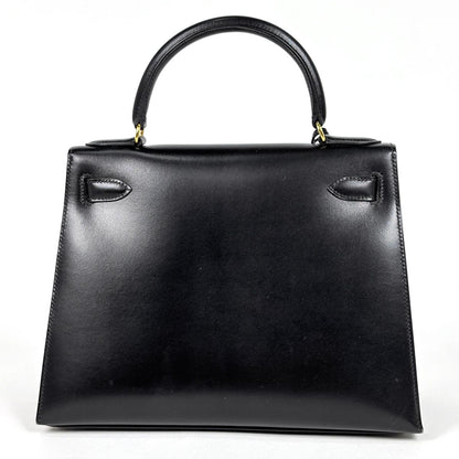 Hermes Kelly 28 Sellier 2-Way Handbag Box Calf Black — view 3