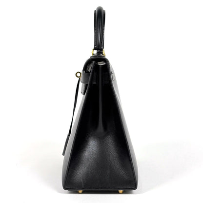Hermes Kelly 28 Sellier 2-Way Handbag Box Calf Black — view 2