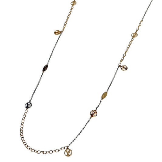 Louis Vuitton Sautoir Logo Mania Long Necklace Metal Gold Silver