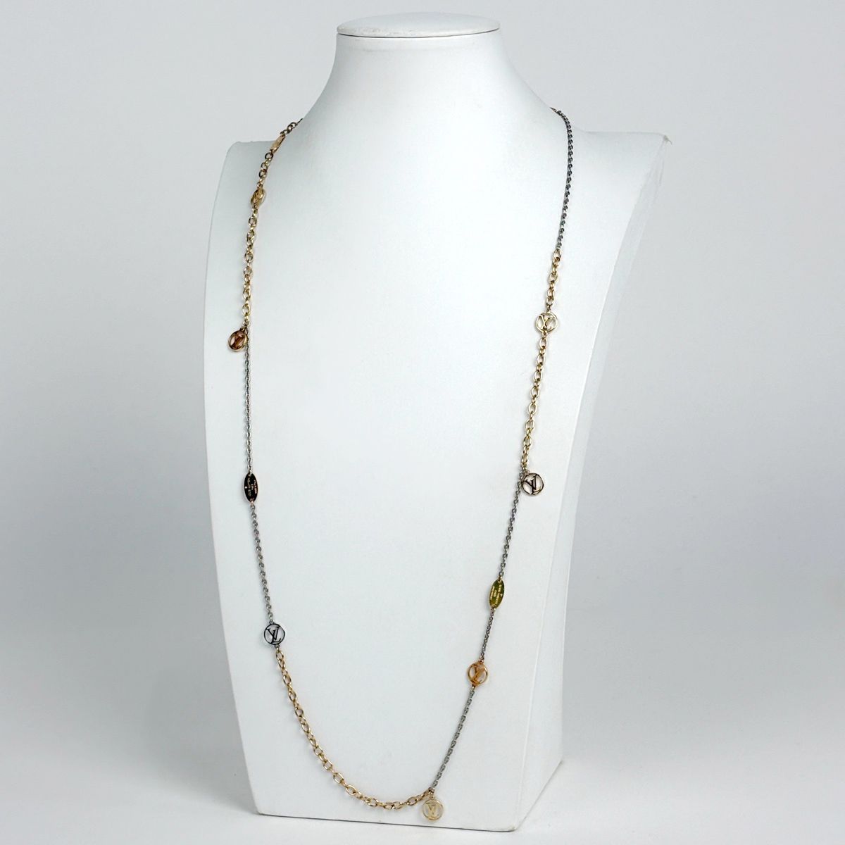Louis Vuitton Sautoir Logo Mania Long Necklace Metal Gold Silver — view 5
