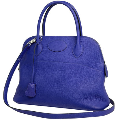 Hermes Bolide 31 2-Way Handbag Taurillon Clemence Blue Electric