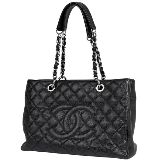 Chanel CC Logo Chain Tote Shoulder Bag Quilted Grand Shopping GST Caviar