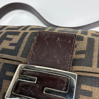 Fendi Zucca Pattern Mamma Baguette Shoulder Bag Canvas Brown — view 5