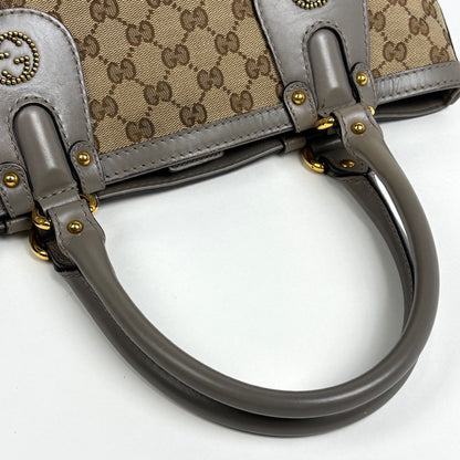 Gucci GG Pattern Tote Interlocking Studs Canvas Beige Gray — view 9