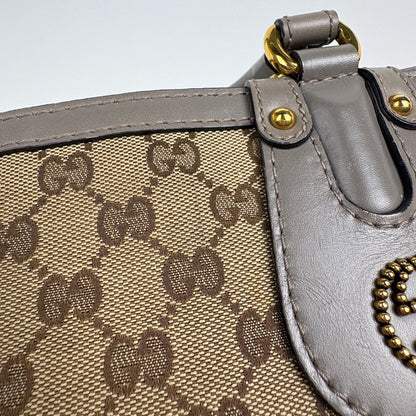 Gucci GG Pattern Tote Interlocking Studs Canvas Beige Gray — view 6