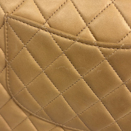 Chanel Quilted Double Flap Chain Shoulder Bag CC Logo Leather Beige — view 5