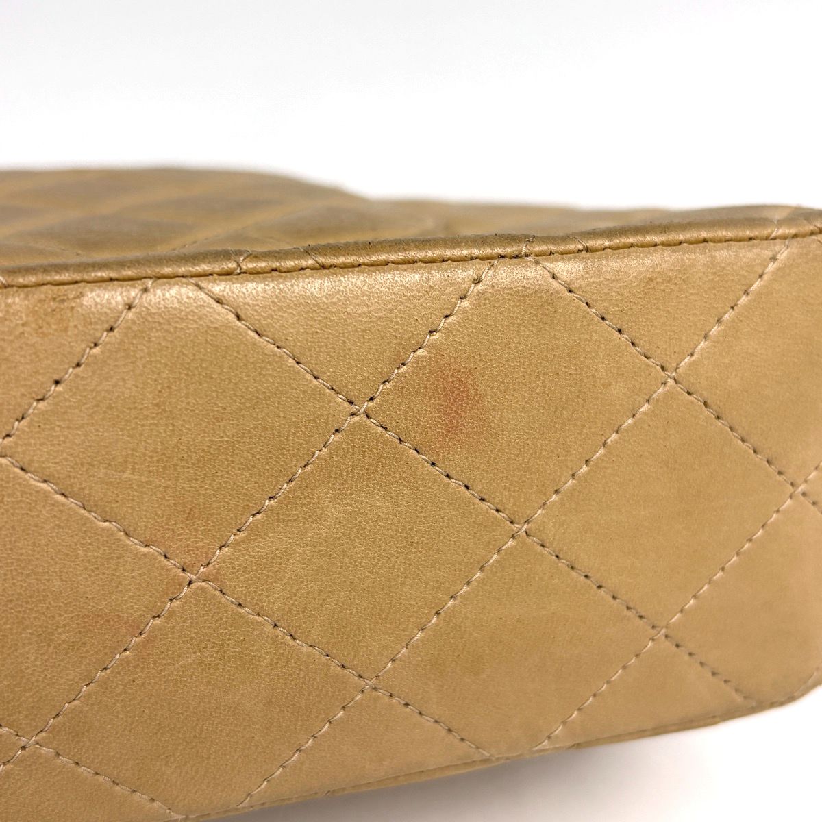 Chanel Quilted Double Flap Chain Shoulder Bag CC Logo Leather Beige — view 3