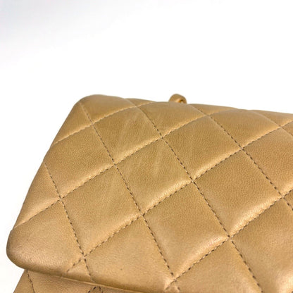 Chanel Quilted Double Flap Chain Shoulder Bag CC Logo Leather Beige — view 7