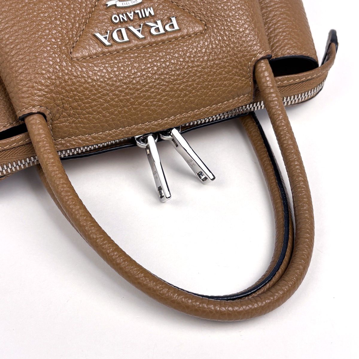 Prada Logo Handbag 2-Way Leather Brown — view 7