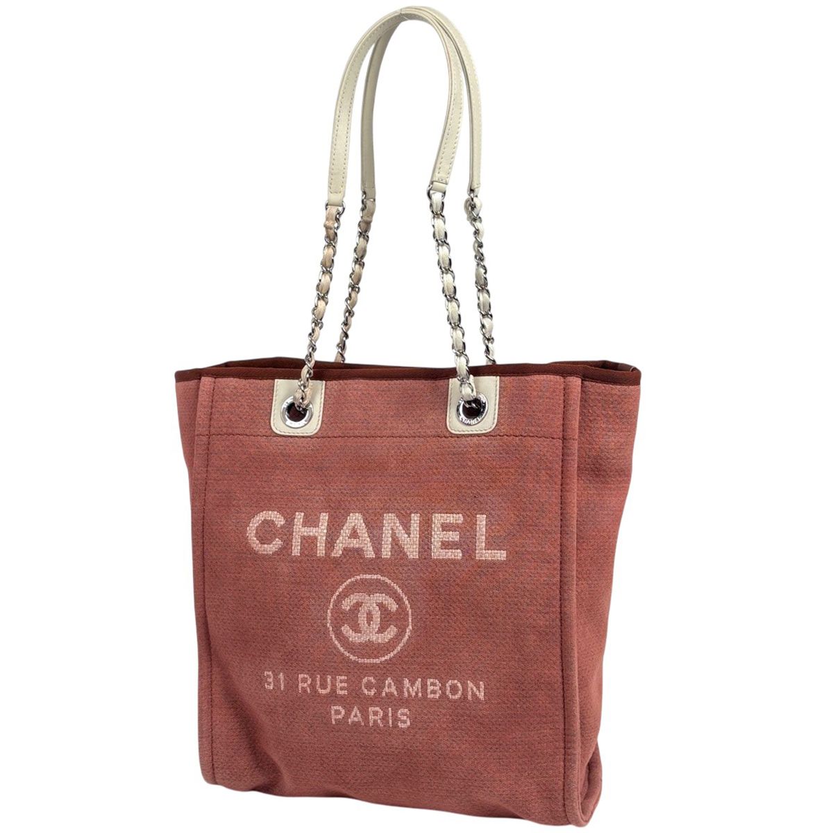 Chanel Deauville Line Chain Tote CC Logo Canvas