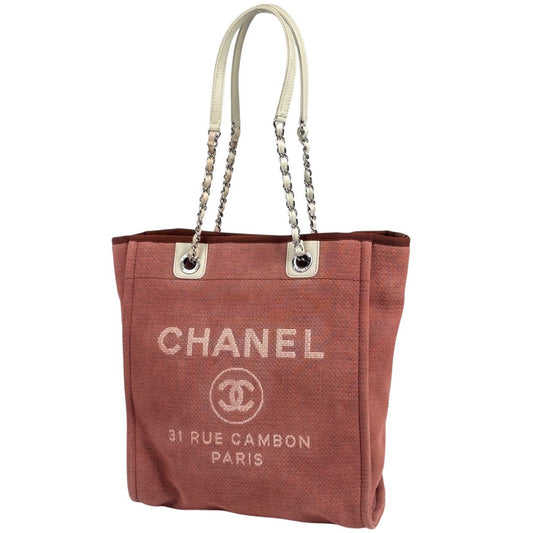 Chanel Deauville Line Chain Tote CC Logo Canvas