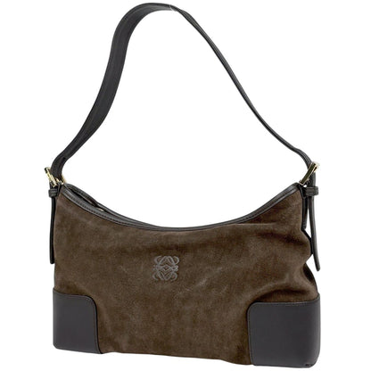 Loewe Anagram Shoulder Bag Suede Brown