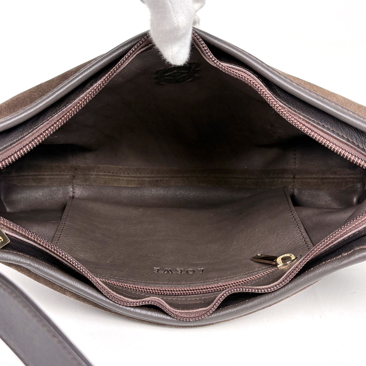 Loewe Anagram Shoulder Bag Suede Brown — view 7