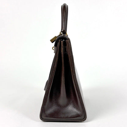 Hermes Kelly 28 Retourne Handbag Box Calf Brown — view 2