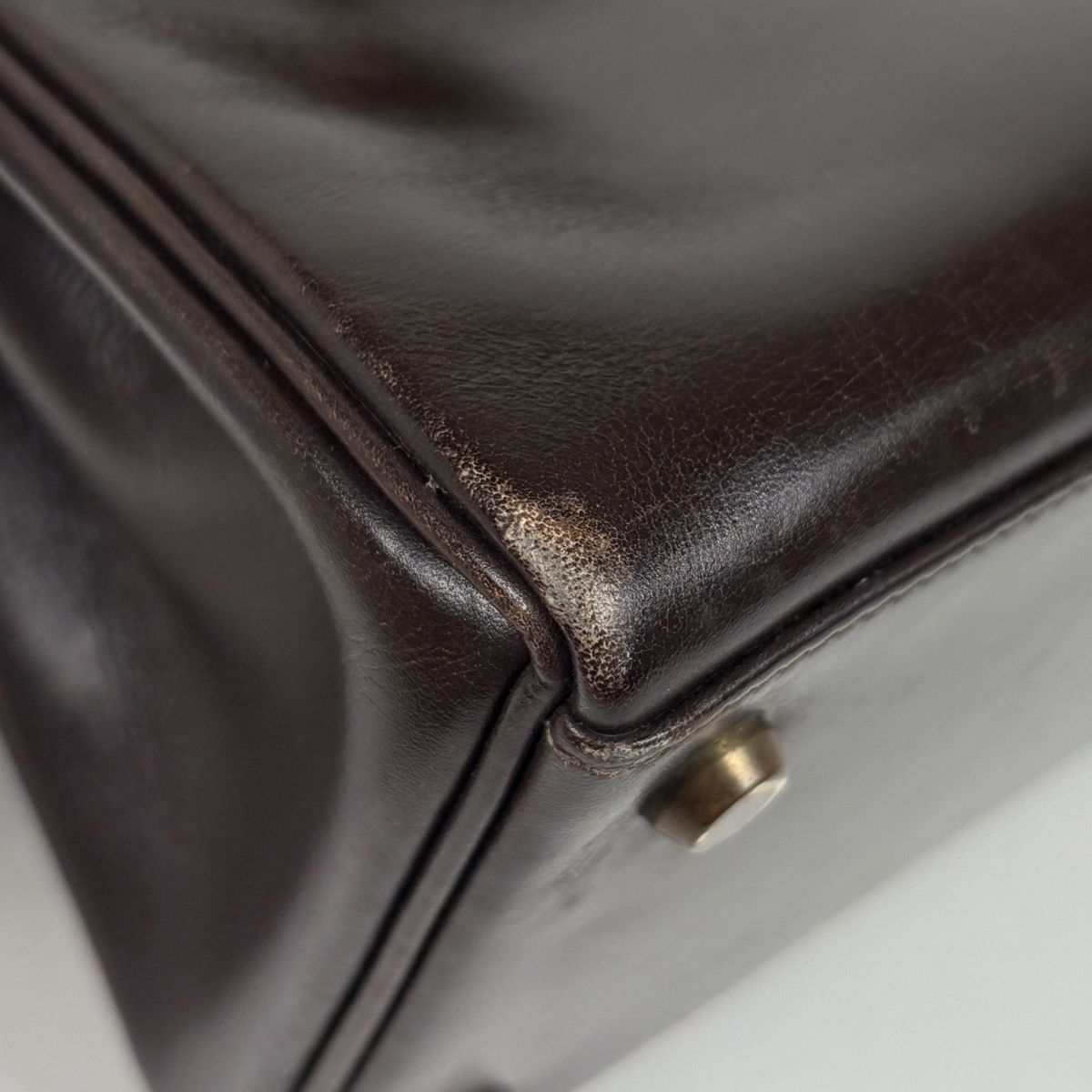 Hermes Kelly 28 Retourne Handbag Box Calf Brown — view 8