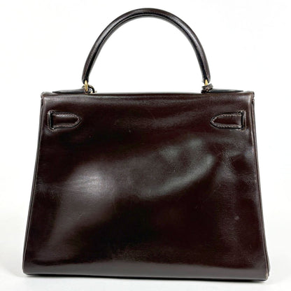 Hermes Kelly 28 Retourne Handbag Box Calf Brown — view 3