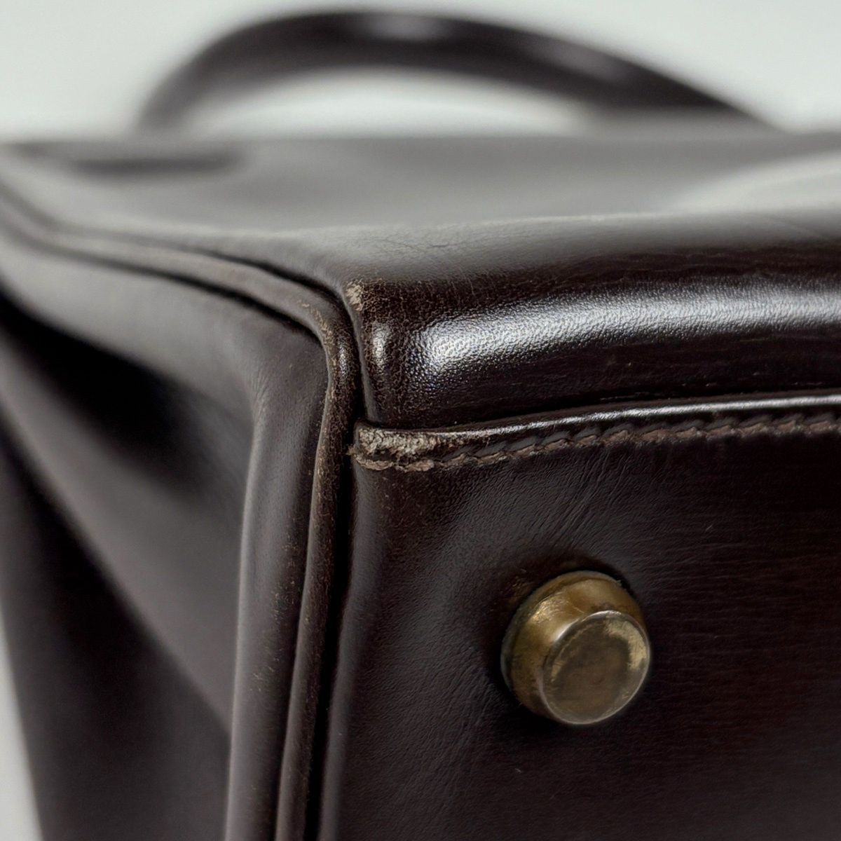 Hermes Kelly 28 Retourne Handbag Box Calf Brown — view 7