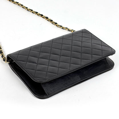 Chanel Quilted Single Flap Chain Shoulder Bag CC Logo Leather Black — view 2