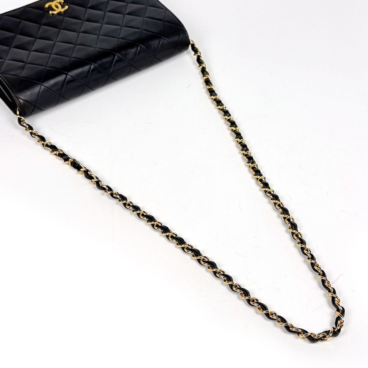 Chanel Quilted Single Flap Chain Shoulder Bag CC Logo Leather Black — view 9