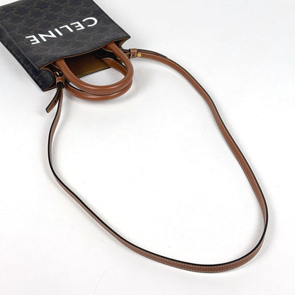 Celine Mini Vertical Cover Triomphe Black Brown Tote — view 5