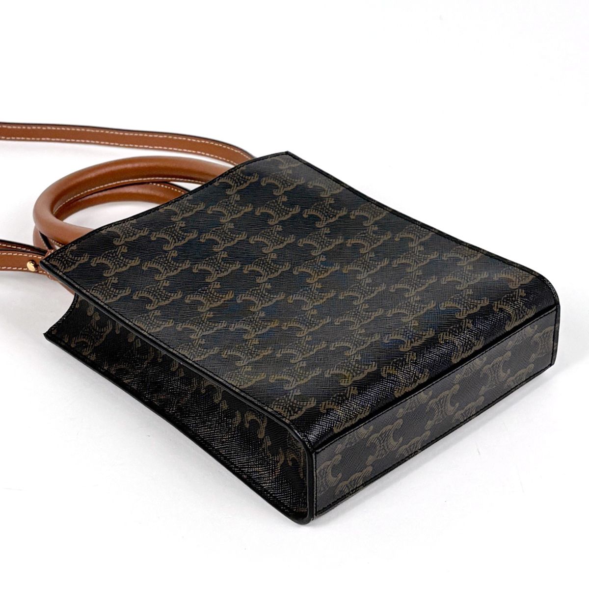 Celine Mini Vertical Cover Triomphe Black Brown Tote — view 2