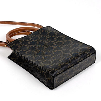 Celine Mini Vertical Cover Triomphe Black Brown Tote — view 2