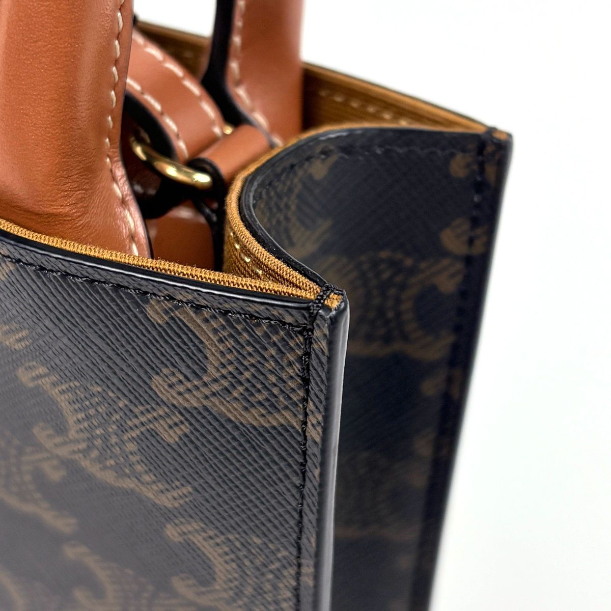 Celine Mini Vertical Cover Triomphe Black Brown Tote — view 4
