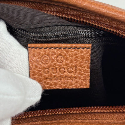 Gucci Logo Shoulder Bag Abbey Leather Brown — view 6