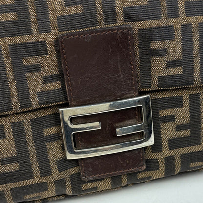 Fendi Zucca Pattern Shoulder Bag Mamma Baguette Canvas Brown — view 4
