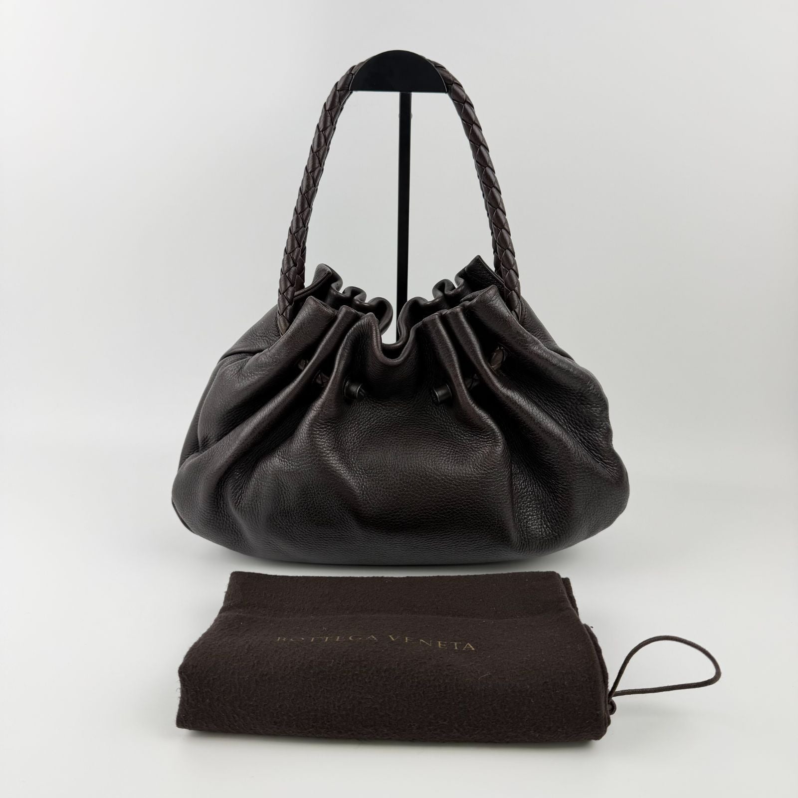 Bottega Veneta Intrecciato Shoulder Bag Leather Brown Vintage — view 3