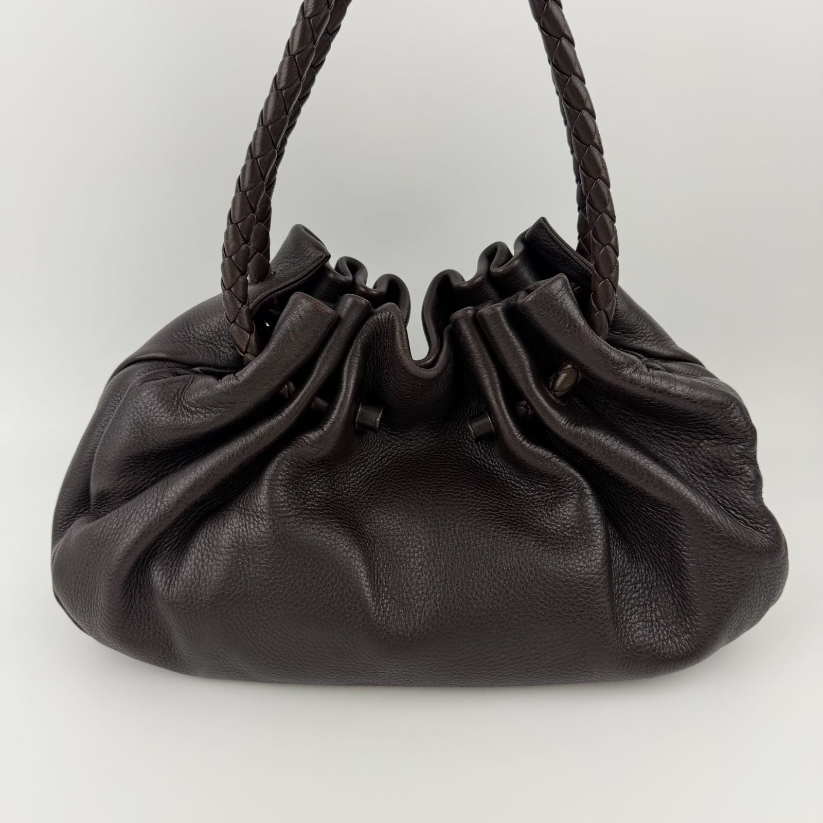 Bottega Veneta Intrecciato Shoulder Bag Leather Brown Vintage — view 4