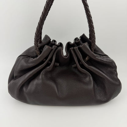Bottega Veneta Intrecciato Shoulder Bag Leather Brown Vintage — view 4