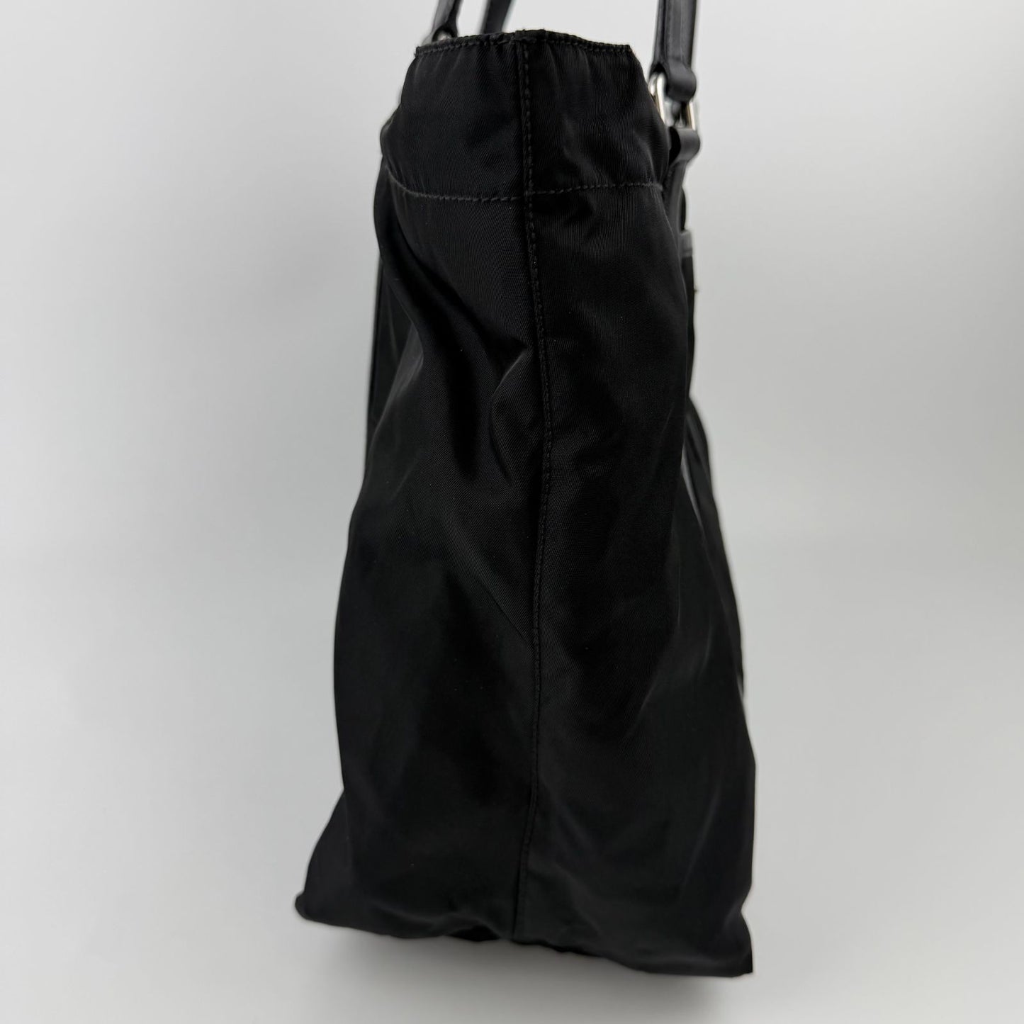 Prada Tote Nylon Leather Black Vintage — view 6