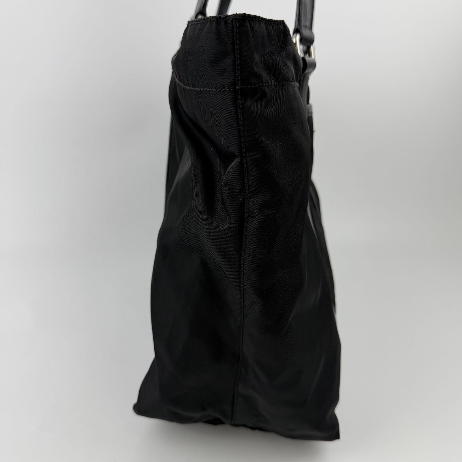 Prada Tote Nylon Leather Black Vintage — view 6