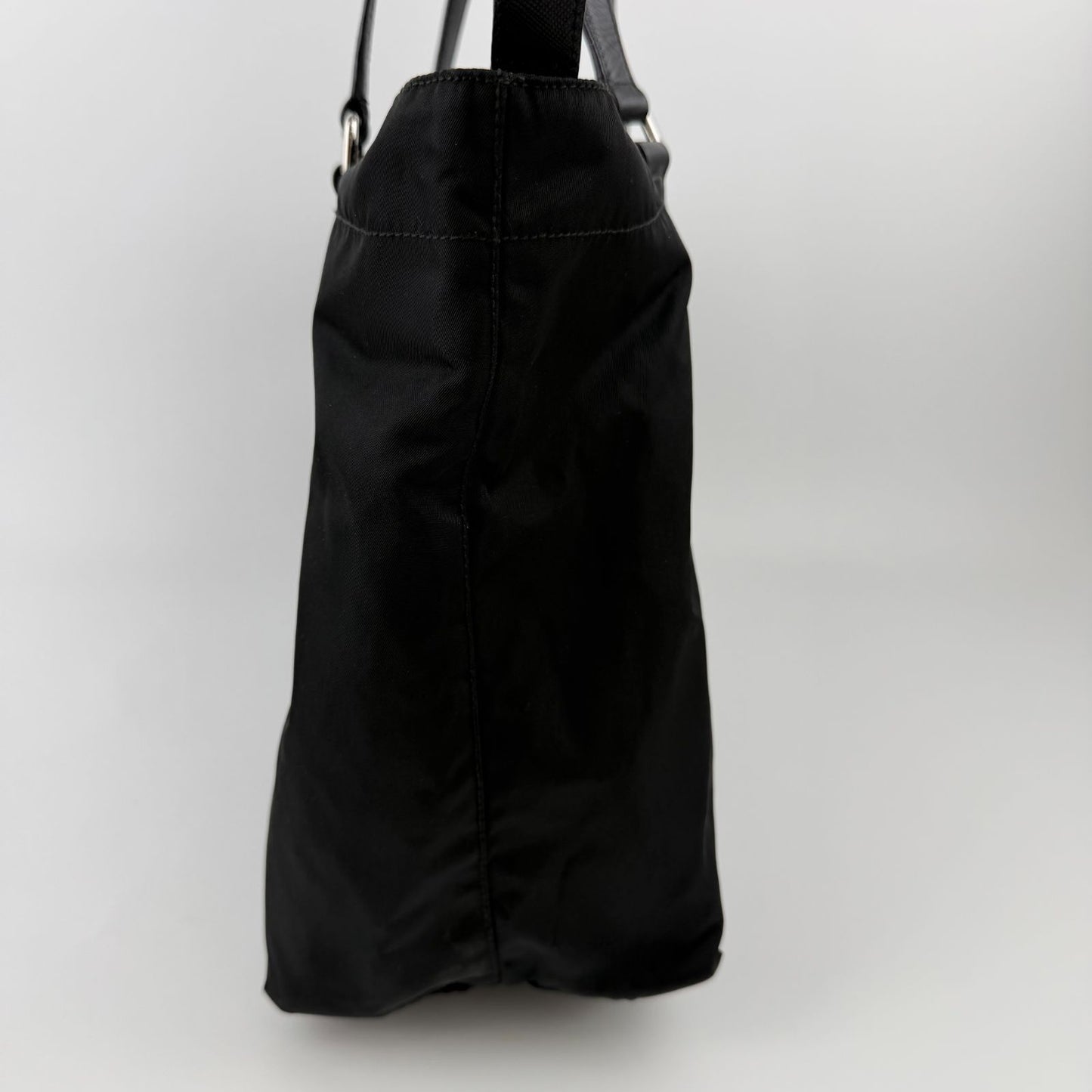 Prada Tote Nylon Leather Black Vintage — view 5