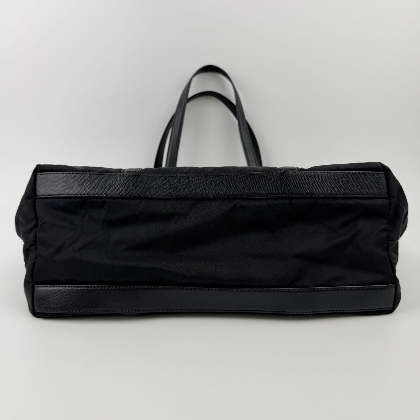 Prada Tote Nylon Leather Black Vintage — view 8