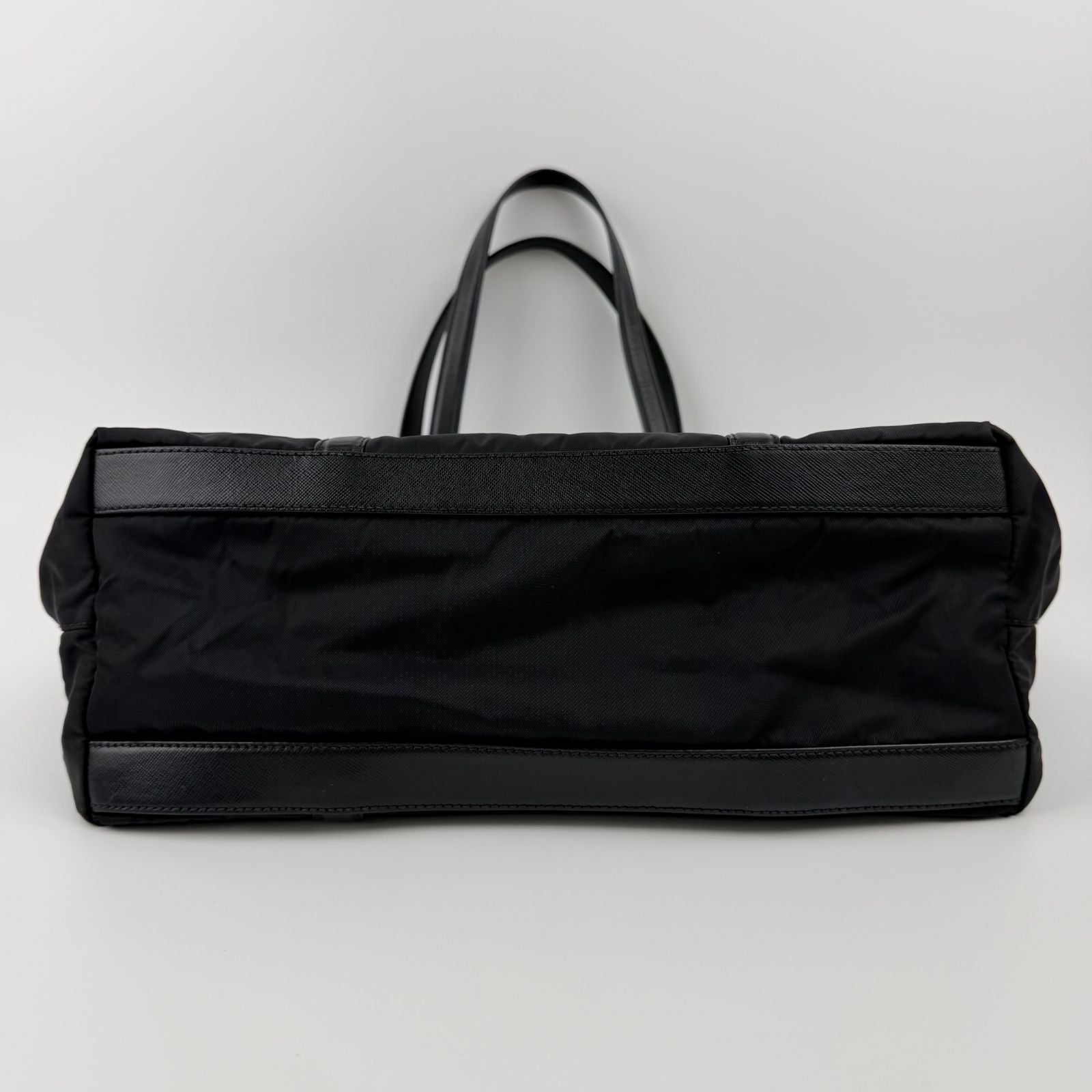 Prada Tote Nylon Leather Black Vintage — view 8