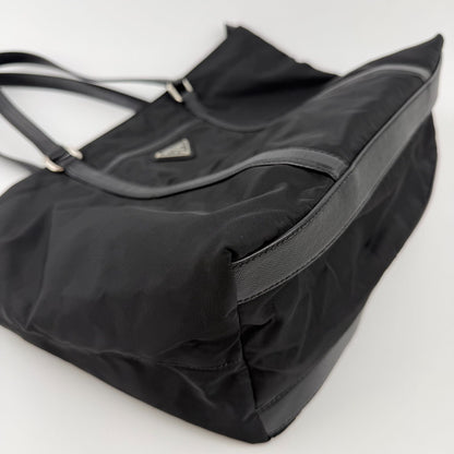 Prada Tote Nylon Leather Black Vintage — view 9