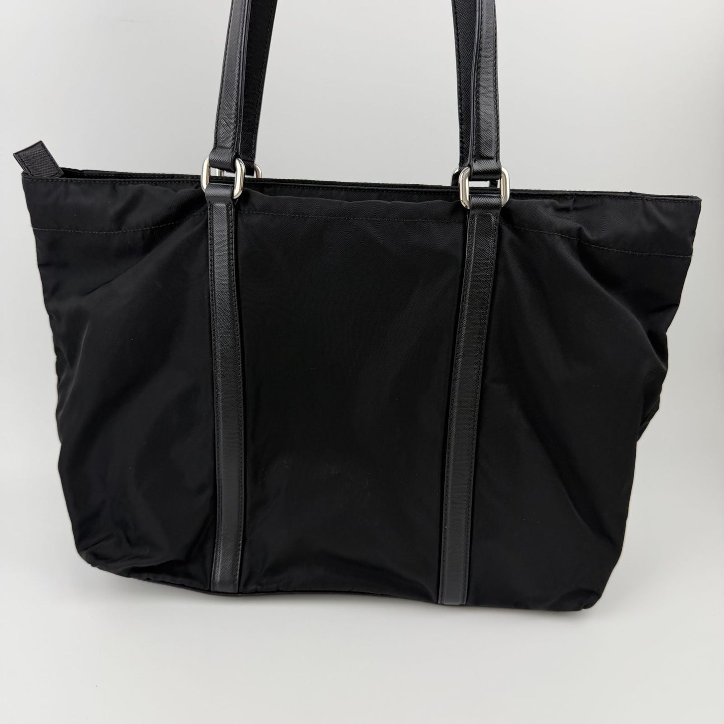 Prada Tote Nylon Leather Black Vintage — view 4