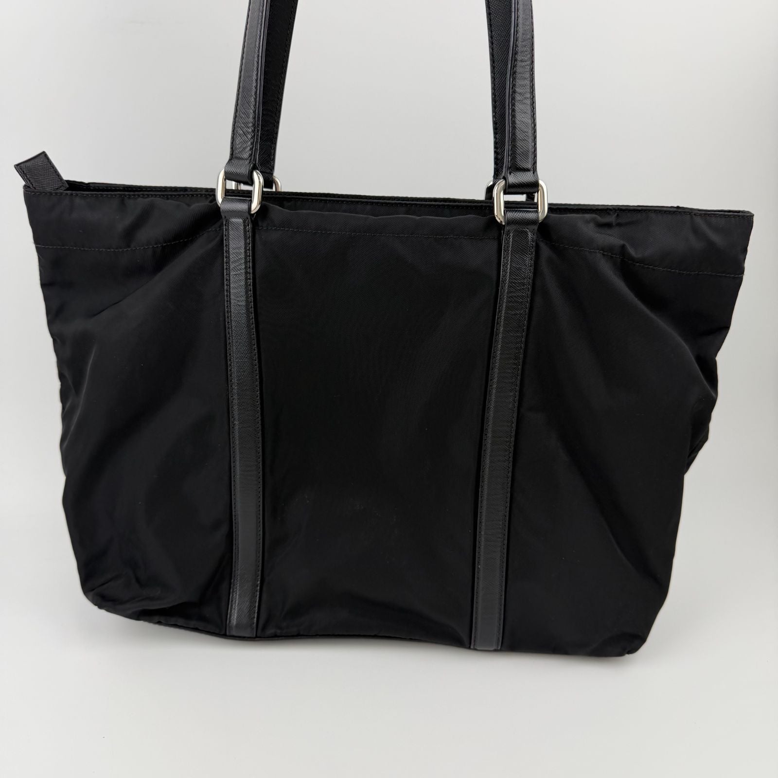 Prada Tote Nylon Leather Black Vintage — view 4
