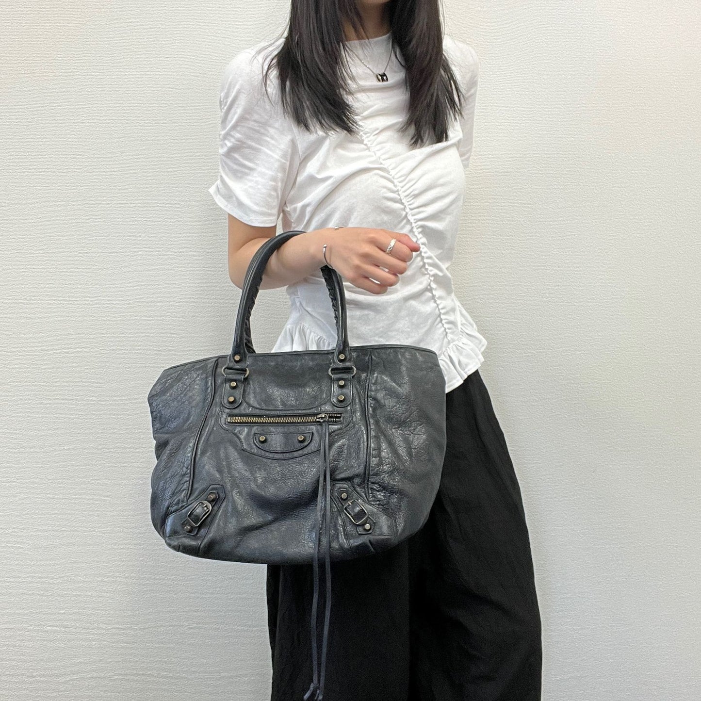 Balenciaga the Sunday Handbag Leather Black Vintage