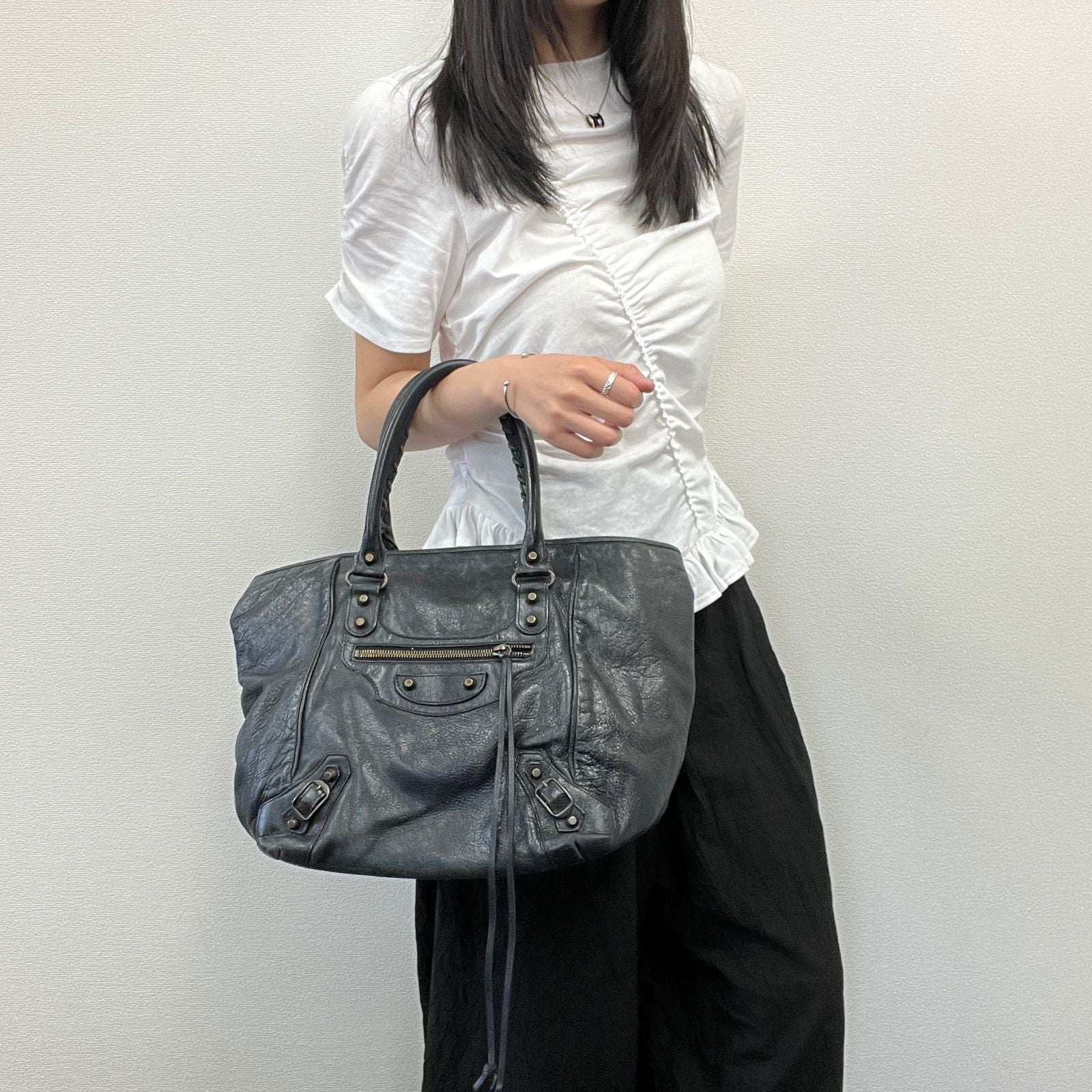 Balenciaga the Sunday Handbag Leather Black Vintage