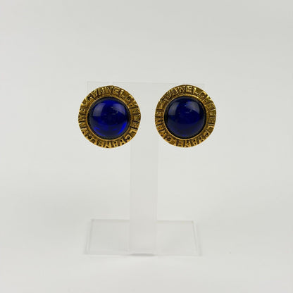 Chanel Earrings Plated Blue Gold Vintage