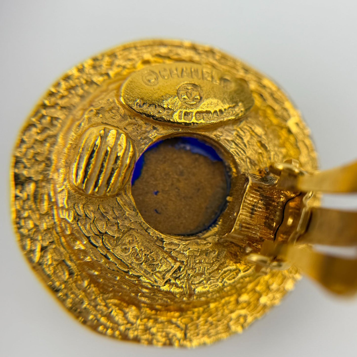 Chanel Earrings Plated Blue Gold Vintage — view 6