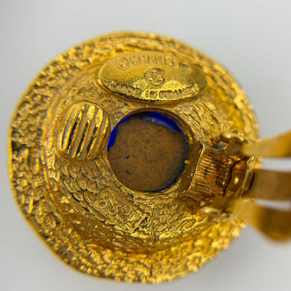 Chanel Earrings Plated Blue Gold Vintage — view 6