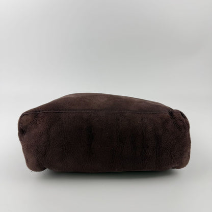 Chanel Shoulder Bag Shearling Suede Bordeaux Gold Vintage — view 9