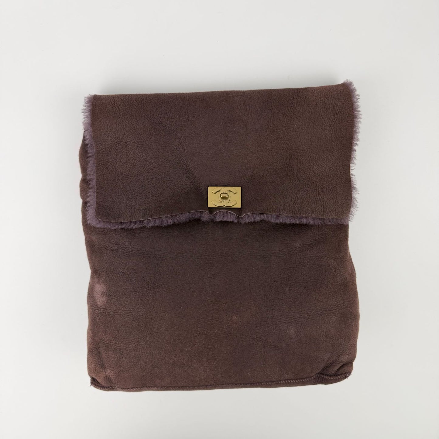 Chanel Shoulder Bag Shearling Suede Bordeaux Gold Vintage — view 5