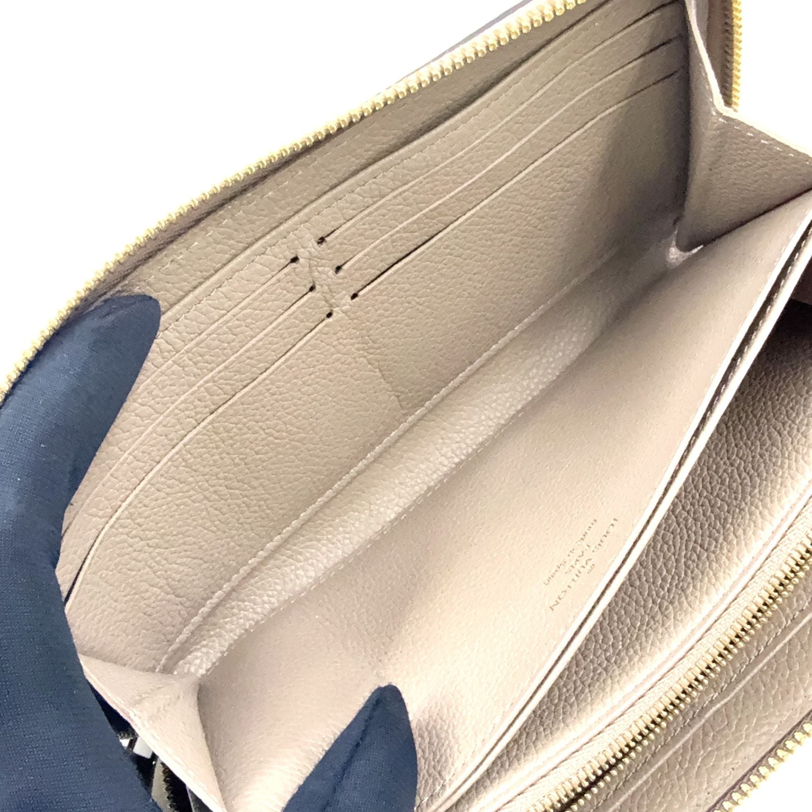 Louis Vuitton Zippy Wallet Monogram Empreinte Leather Beige Round Gold — view 7