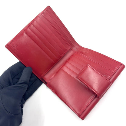 Gucci GG Canvas Metal Bar-w Hook Leather Beige Red Wallet Silver — view 3